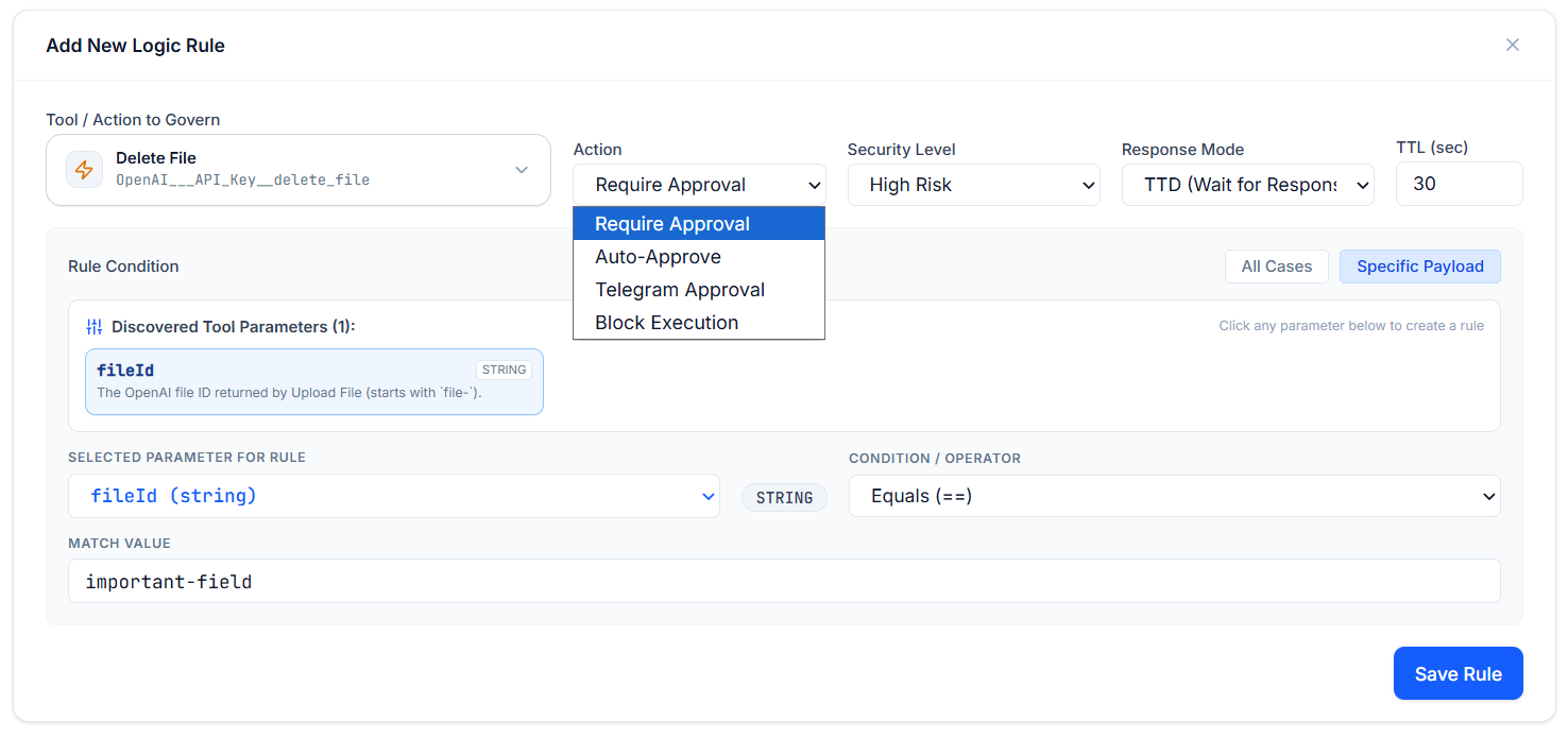 AI agent security gateway for human approval