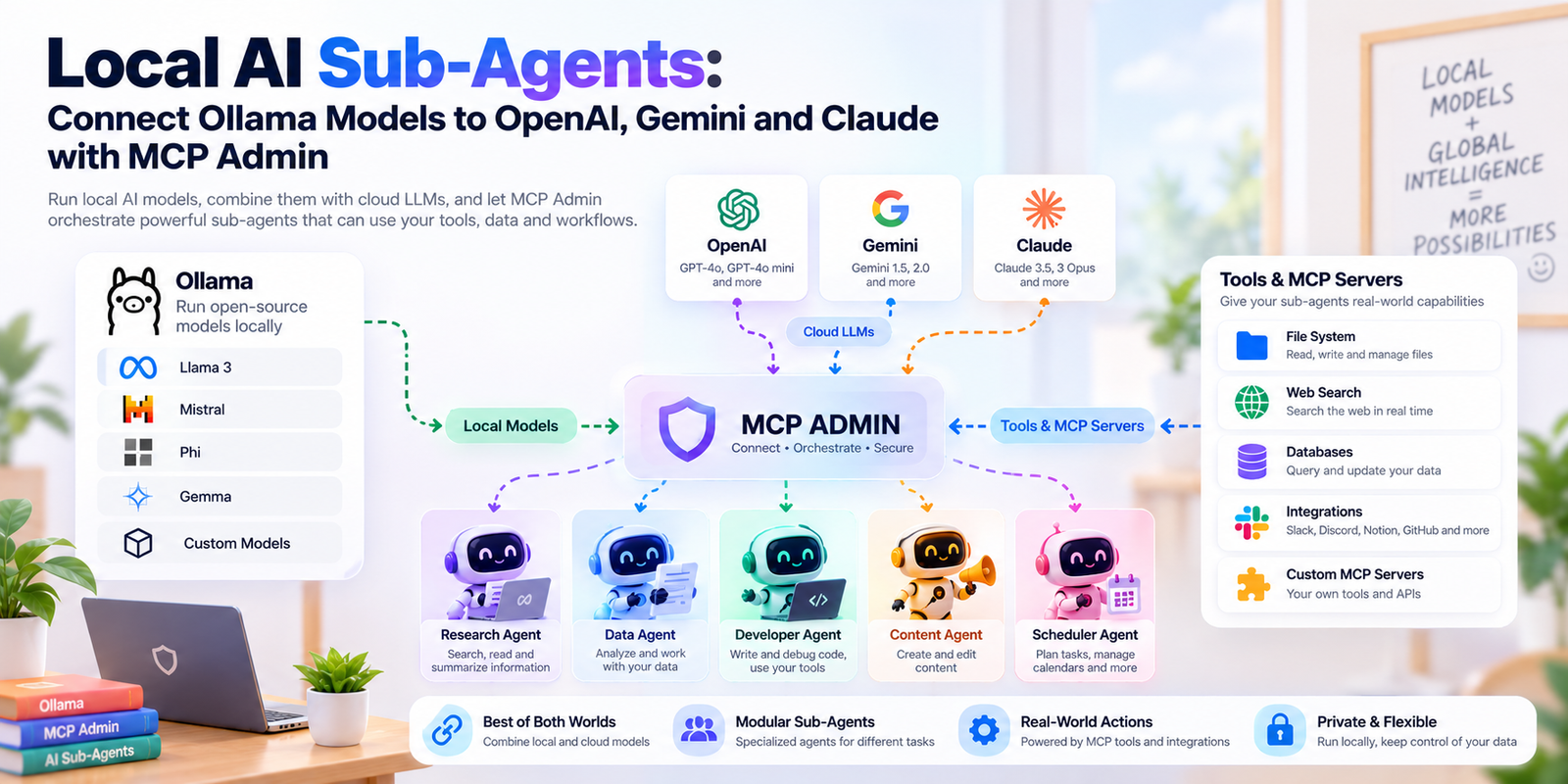 Local AI Sub-Agents: Connect Ollama Models to OpenAI, Gemini and Claude with MCP Admin